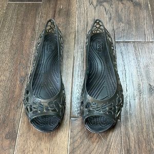 Croc jelly peep toe flats